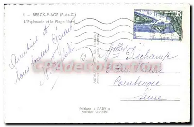 Berck-Plage (Pas-de-Calais) — La Terraza y la Playa del Norte — Ediciones GABY — Reverso