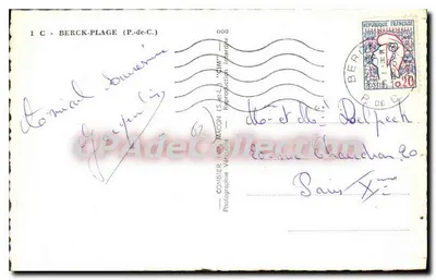 Bereck-Plage (Pas-de-Calais) — Souvenir de Bereck-Plage — Combière, Macon — Verso