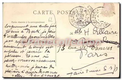 Berck-Plage — A Praia com maré alta — editor B. E. Daire (1) — Verso