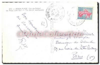 Berck-Plage — La Playa lado Sur — Editor MAGE n°376 — Reverso