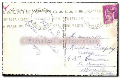 Calais — Port z parowcem — wyd. C. W. (C. W. Calais) — Rewers