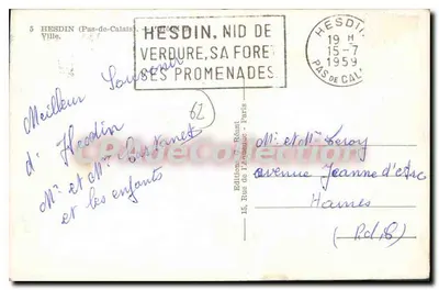 Hesdin — Hotel de Cidade — Edições G. Réant — Verso