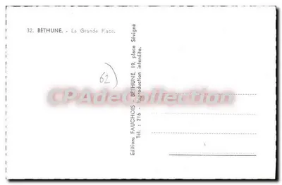 Béthune — Grande Place — Wydawnictwo Fauchois — Rewers