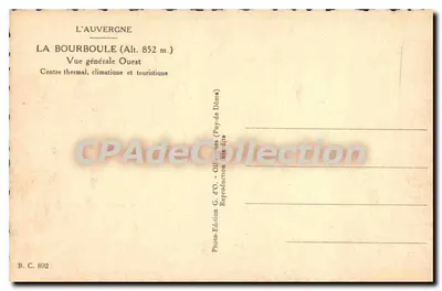 La Bourboule — Ogólny widok na zachód — Wydawnictwo G. d'O. - Olliermes (Puy-de-Dôme) — Rewers