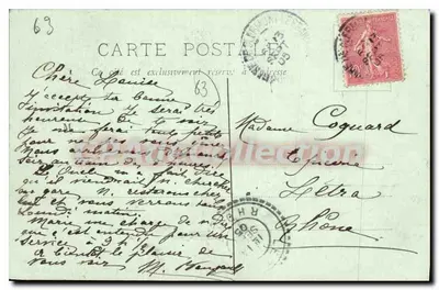 Royat — La Farmacia, el Kurzaal y el Puy Chateix — CPAdeCollection — Reverso