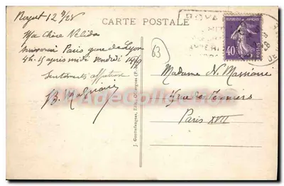 Royat e o Puy de Dôme — vista panorâmica — J. Gouttefanges, Édit. Ollergues, n°63 — Verso
