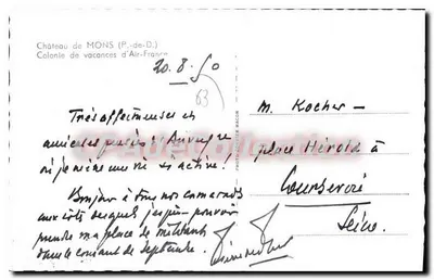 Castello di Mons (P.-de-D.) — Colonie di vacanze di Air-France — editore Cim — Verso