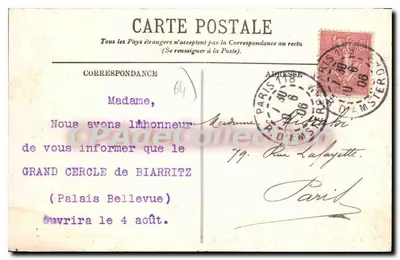 Biarritz — O Palácio Bellevue — LL. — Verso