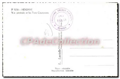 Hendaye — Vista geral e as Três Coroas — L. Lavielle, P 1236 — Verso