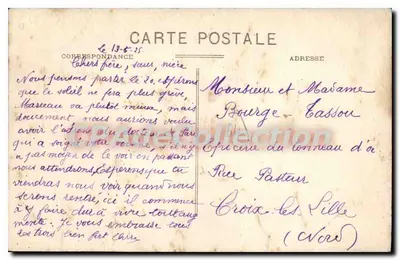 Gewölbte französische Pforte — Gedenktafel zur Hochzeit von Ludwig XIV und Marie-Thérèse von Spanien — Verlag J. Dargains, Côte Basque — Rückseite