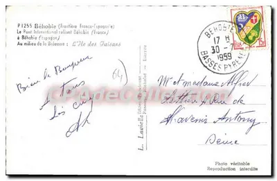 Béhobie (Fronteira Franco-Espanhola) — O Ponte Internacional ligando Béhobie (França) a Béhobia (Espanha) — L. Lavielle, Pénastre, Micholat — Verso