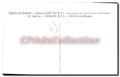 Velha fazenda basca — Hendaye (B.P.) — Éditions JOVÉ, Pau (B.P.) — Verso