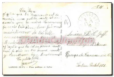 Laruns (B.P.) — Praça pública e Igreja — CPAdeCollection — Verso