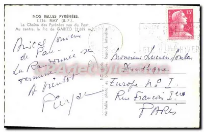 Koła Pyrenes z widoku z mostu — NAY (B.P.) — Wydawca E.C. Paris au bromure, nr 1.136 — Rewers