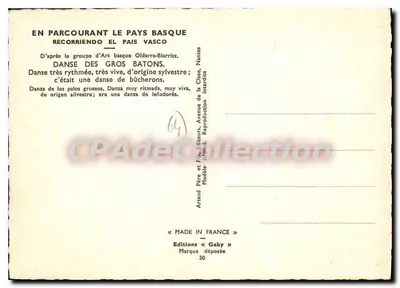 Danse des gros bâtons — Baskische regio — Éditions Gaby, N° 30 — Achterkant