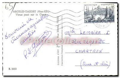 Argelès-Gazost (Altos-Pirineus) — Velho ponte sobre o Gave — Edições de Arte Francesa — Verso