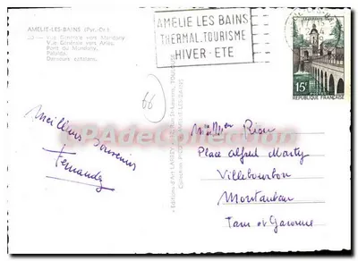 Amélie-les-Bains — vista geral para Mondony e Palafda — editor Éditions d'Art Larrey — Verso