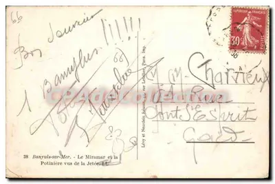 Banyuls-sur-Mer — Widok na Miramar i Potinière — LL n°38 — Rewers