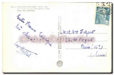 Danyuls-sur-Mer — Plac i Plac Miasta z jego lipami — Wydawnictwo ATBO Tonlouse — Rewers