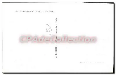 Canet-Plage (P.-O.) — A praia — A. L'HOSTE, Paris — Verso