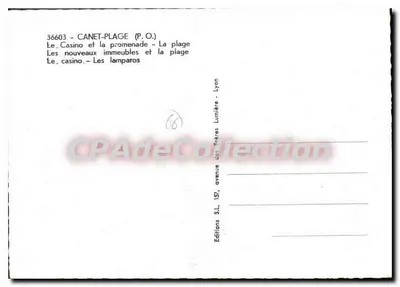 Canet-Plage — Vista panorâmica — Éditions S.L. Lyon — Verso