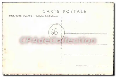 Collioire (Pyr.-Or.) — Saint-Vincent Church — Publisher Cambier & Magon, no. 66 — Back