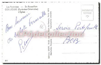 Collioure — The Church — Greff Editions, no. 891 — Back