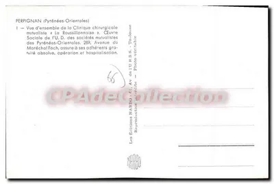 Perpignan — Clínica Cirúrgica Mutualista «La Roussillonnaise» — Edições Narbo — Verso