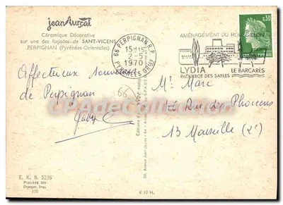 Cerámica decorativa en una de las fachadas de SANT-VICENS — Ediciones Jean-Jaurès — Reverso