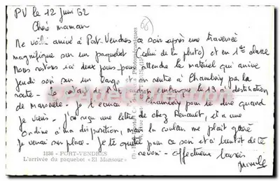 Port-Vendres — arrivo del transatlantico « El Mansour » — editore Cop — Verso