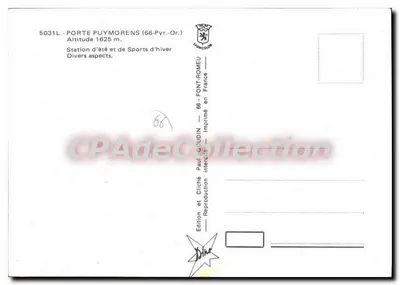 Porta Puymorens — Estação de verão e inverno — Edição Paul Goudin — Verso