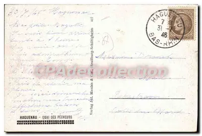 Haguenau — Margem dos Pescadores — editor Vering Jnl. Manias & Cie, n°417 — Verso