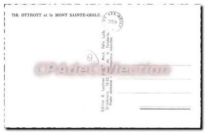 Ottrott e o Monte Sainte-Odile — Edição X. Lechner & Cie, Strasbourg — n° 716 — Verso