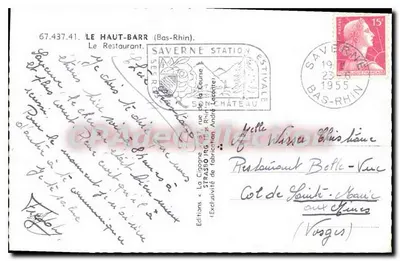 La Cigogne — Restauracja w Le Haut-Barr (Bas-Rhin) — Wydawnictwo La Cigogne — Rewers