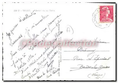 La Cigogne — vista da margem da Thur — Editora: Exclusividade Anjou, Thann — Verso