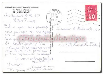 Maison Familiale et Colonie de Vacances des Ponts et Chaussées — Muckenbach — éditeur WEINLING — Rewers