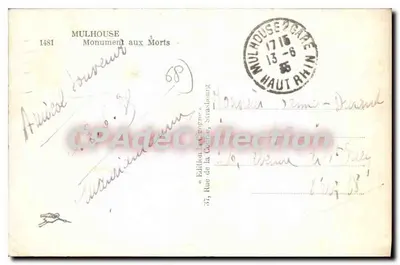 Mulhouse — Monument aos Mortos — Edição La Cigogne, Strasbourg — Verso
