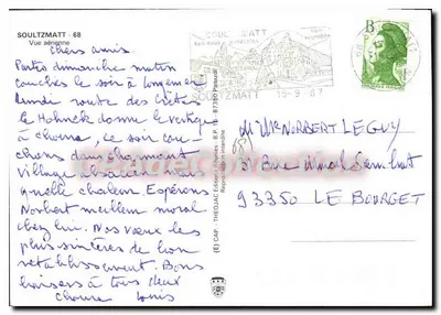 Soultzmatte — vista aérea — Edições Théodiac, 87350 Parnazzi — Verso