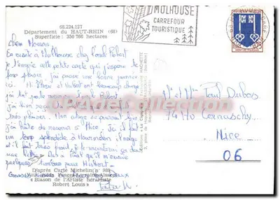 Haut-Rhin — Karta turystyczna z widokiem Mulhouse, Colmar, Thann, Munster, Guebwiller i Altkirch — Wydawnictwo La Cigale — Rewers