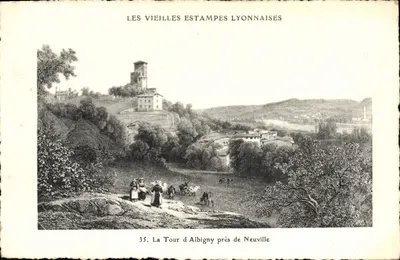A Torre de Albigny perto de Neuville — As Velhas Estampas de Lyon — S. Farges, editor Lyon, n°35