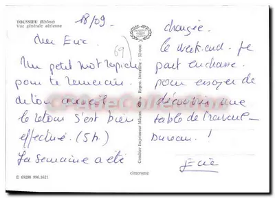 Toussieu (Rhone) — Visão geral aérea — Combier Impressor Mâcon — Verso