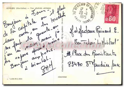 Beaujeu (Haute-Saône) — Ogólny widok z powietrza — Wydawca Mâcon "C.M." — Rewers