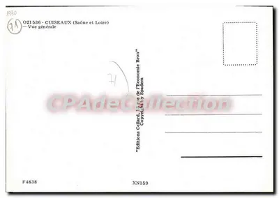 Cuisaeux (Saône i Loira) — Ogólny widok — Wydawnictwo Cellard, 13 rue de l'Économie Bron — Rewers