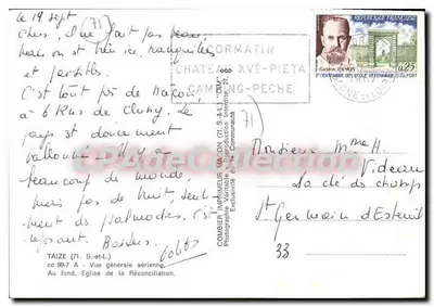 Taizé — Vista geral aérea — Combière Imprimeur — Verso