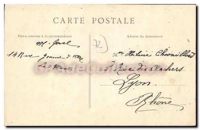Le Mans — A Estátua de Chanzy — Editor desconhecido, n° 72 — Verso
