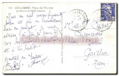 Aix-les-Bains - Place des Thermes — La Mairie e Hotel Astoria — Edizione TÉLÉ — Verso
