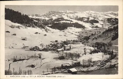 Arèches (1086 m) e La Roche Parstire (2100 m) — vista invernal — A. Callomb, editor