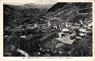 Arêches (1080 m.) — Vista geral e Vale da Argentina — Giny