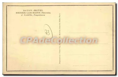Hotel Savoy — Brides-les-Bains (Savoie) — J. Campia, Właściciel — Rewers