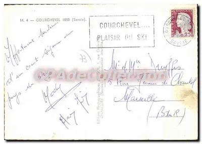 Courchevel 1850 — panoramowy widok z niewidzialnymi śnieżnymi warstwami — wydawnictwo fotograficzne JAVISOL — Rewers